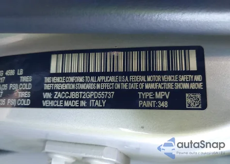 2016 Jeep Renegade Latitude from USA, damaged, VIN ZACCJBBT2GPD55737